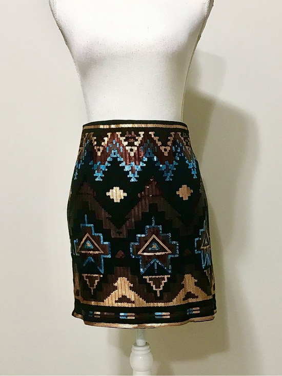 Rock 47 By Wrangler Dresses & Skirts - NWT  Sequin Aztec Mini Skirt with Blue and Gold Accents